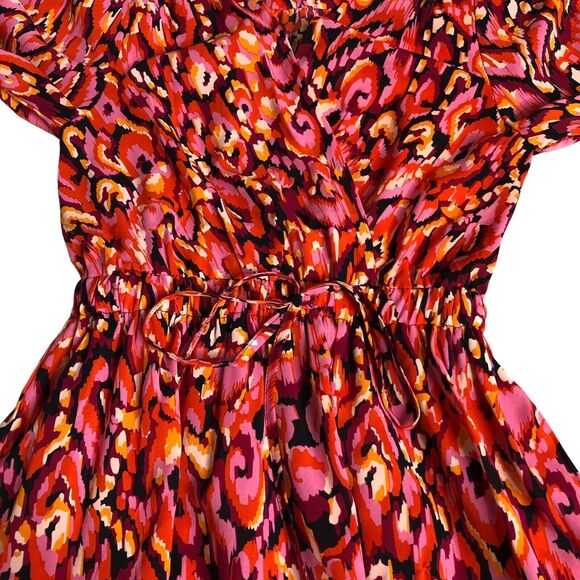 Pinch Dress Womens Extra Small Colorful Abstract Wrap Midi Long Tiered Sleeve - Picture 8 of 16